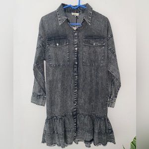 Dark grey washed denim dress, size small